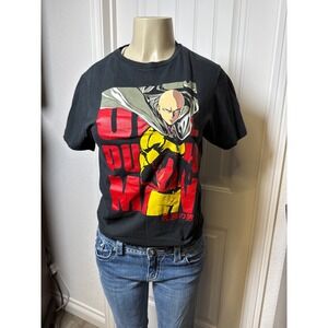 Viz media, One Punch Man Anime Graphic T Shirt Black Saitama Hero Manga 
Y2K,